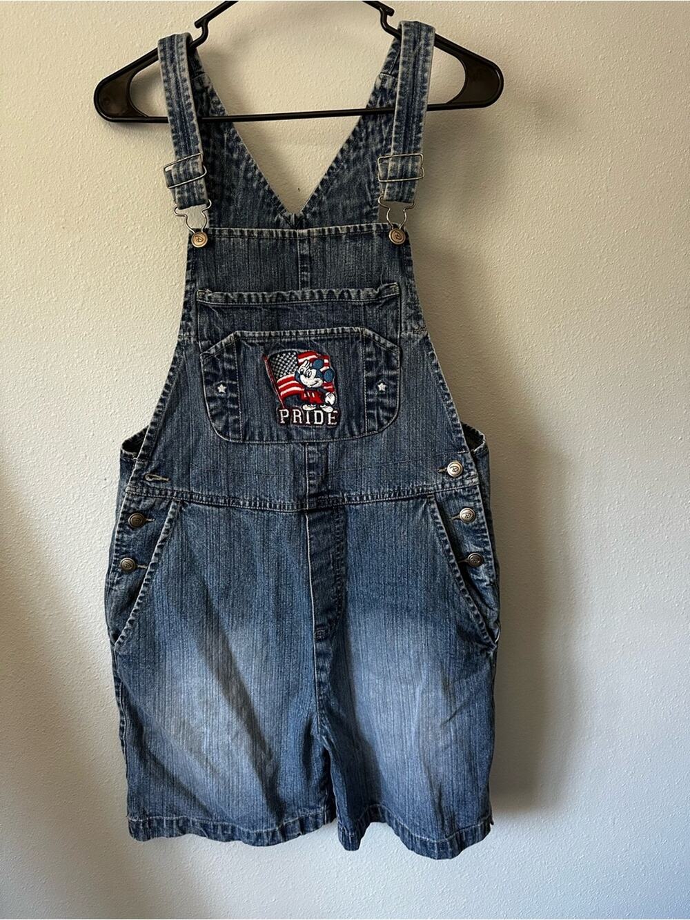 Copied - Vintage 90s Disney Mickey Mouse USA Pride Denim Shortalls Overalls